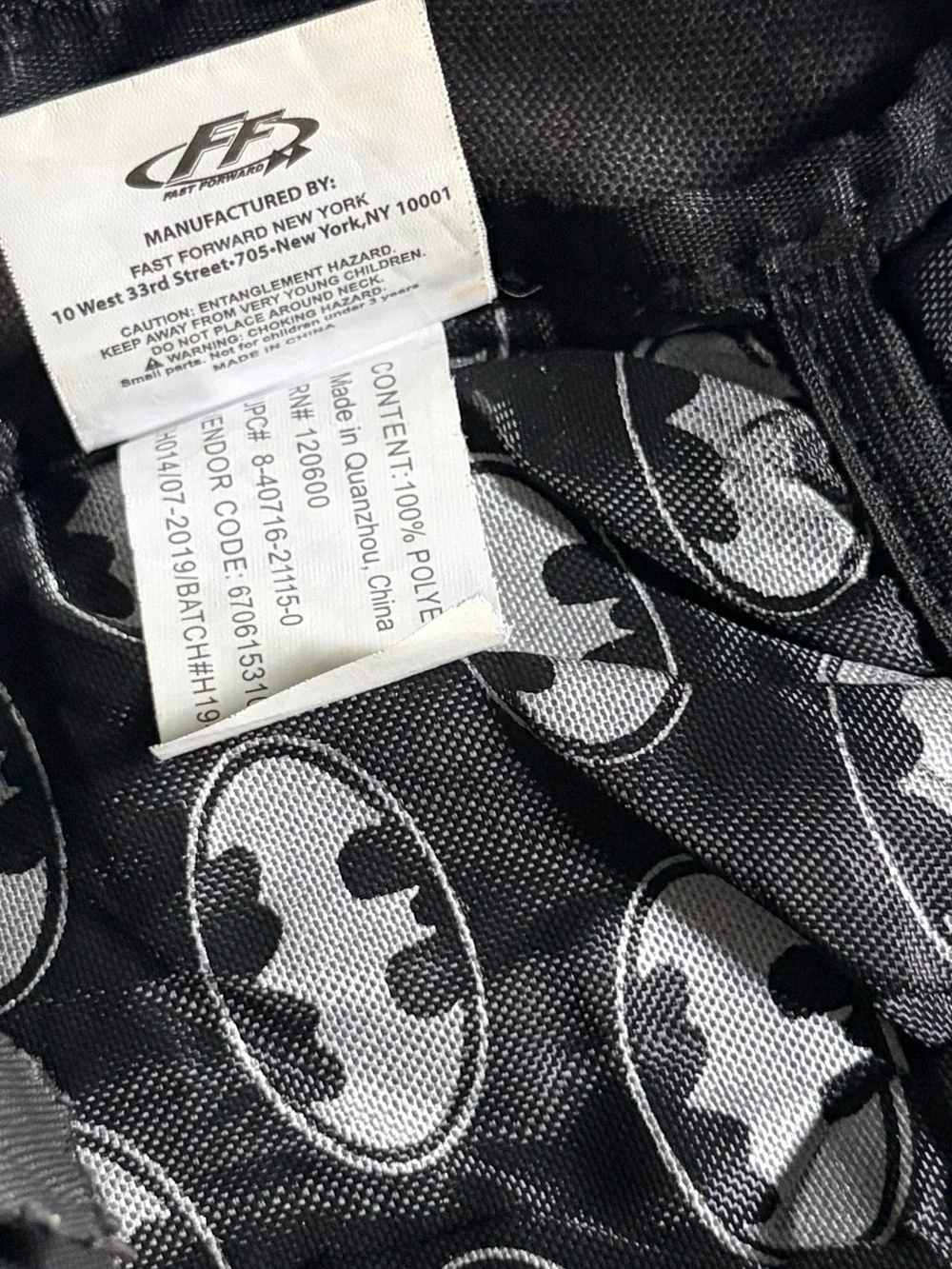 Black Batman Emblem Men's Backpack with Winged Side Panels